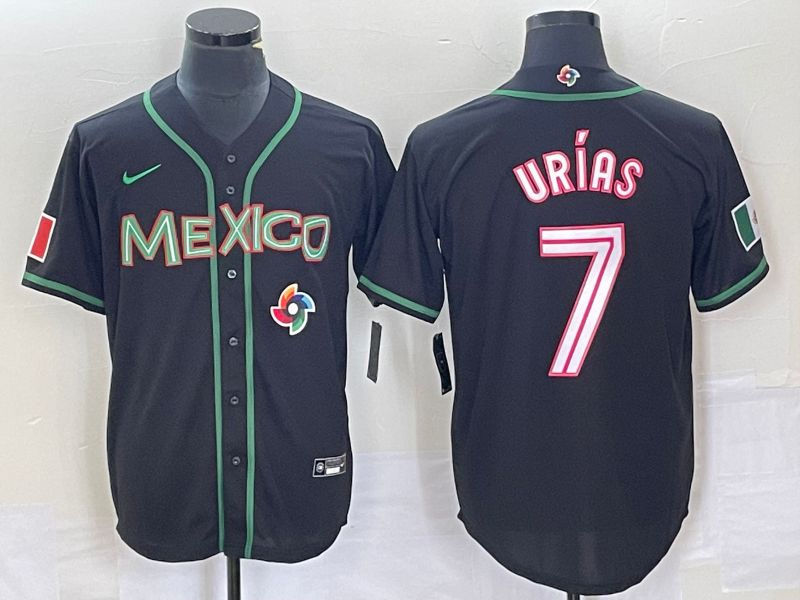 Men 2023 World Cub Mexico #7 Urias Black white Nike MLB Jersey45